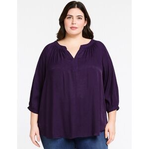 Avenue Moody Purple Irridescent Popover Blouse 22/24 Witchy Whimsigoth‎